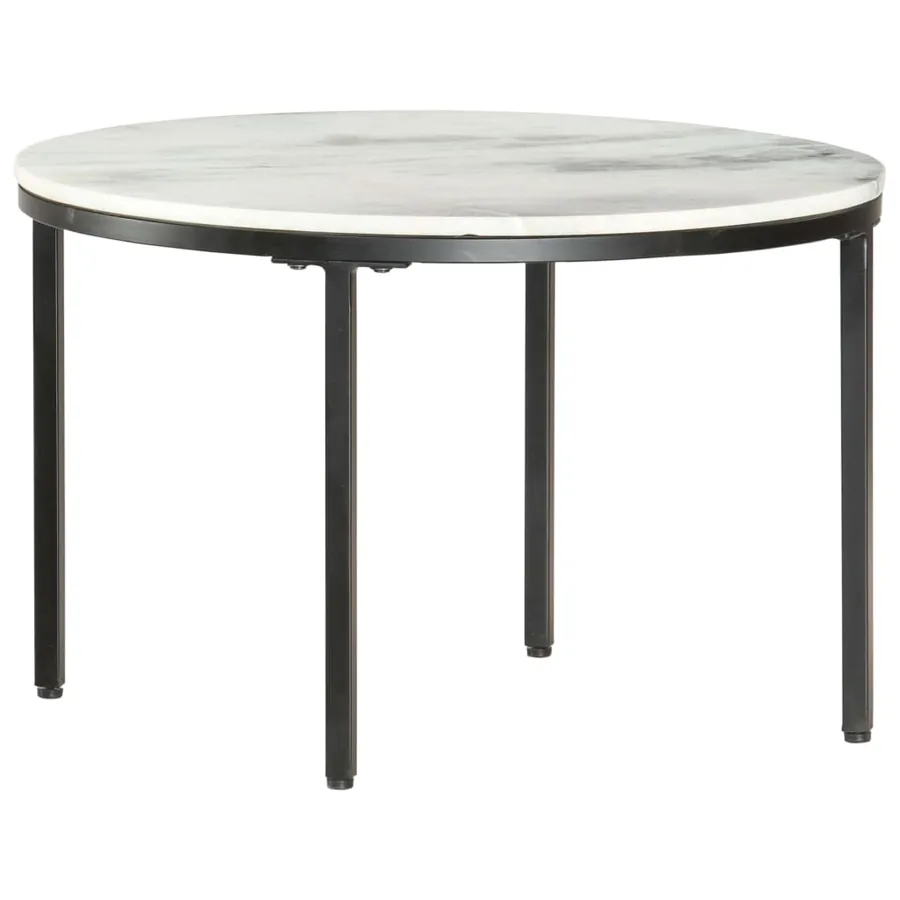 Table basse Blanc et noir Ø65 cm Marbre solide véritable - 7