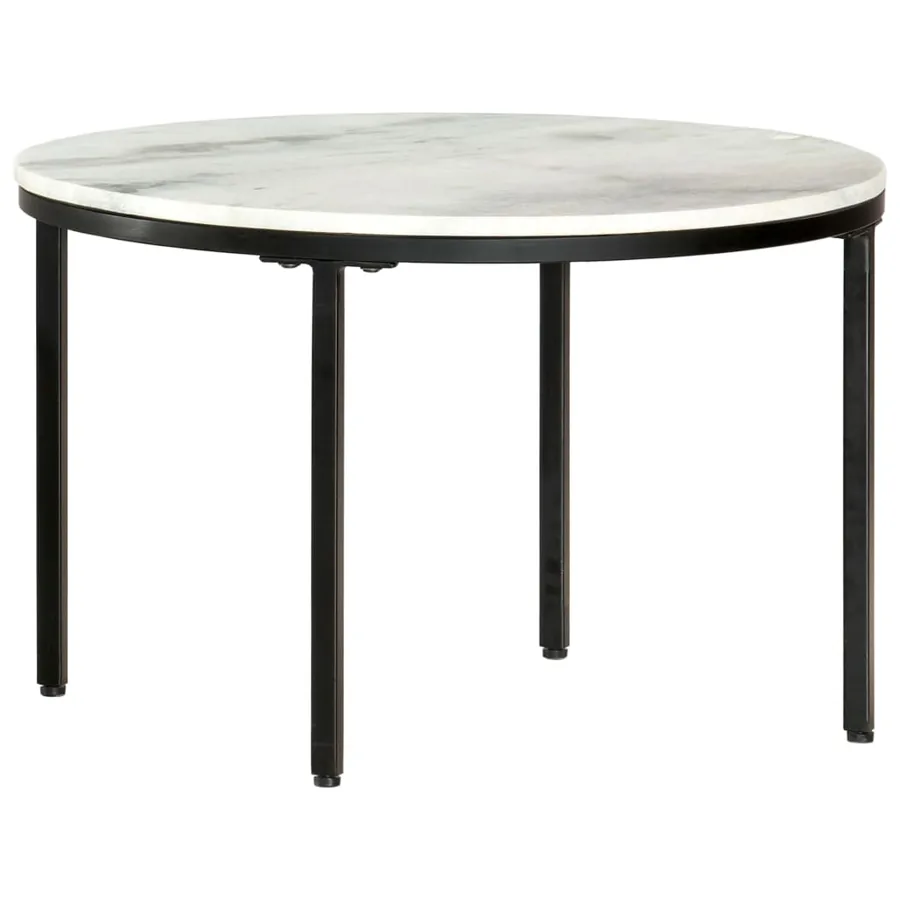 Table basse Blanc et noir Ø65 cm Marbre solide véritable - 8