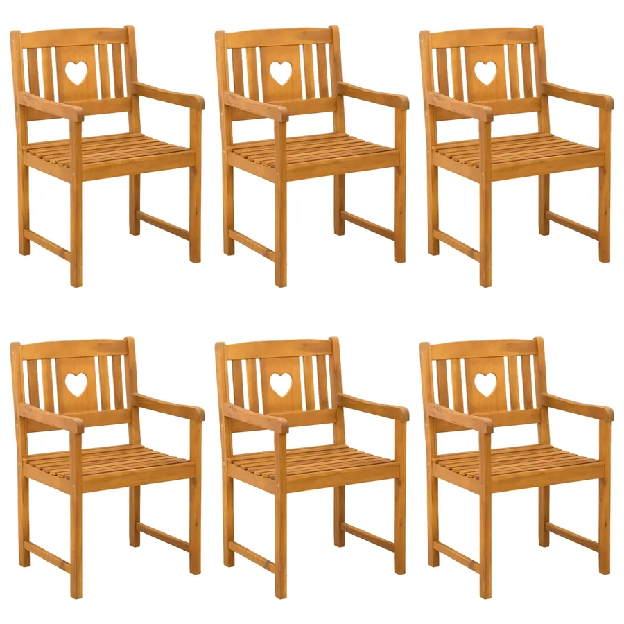 Chaises de jardin 6 pcs Naturel Bois d'Acacia Massif - 2