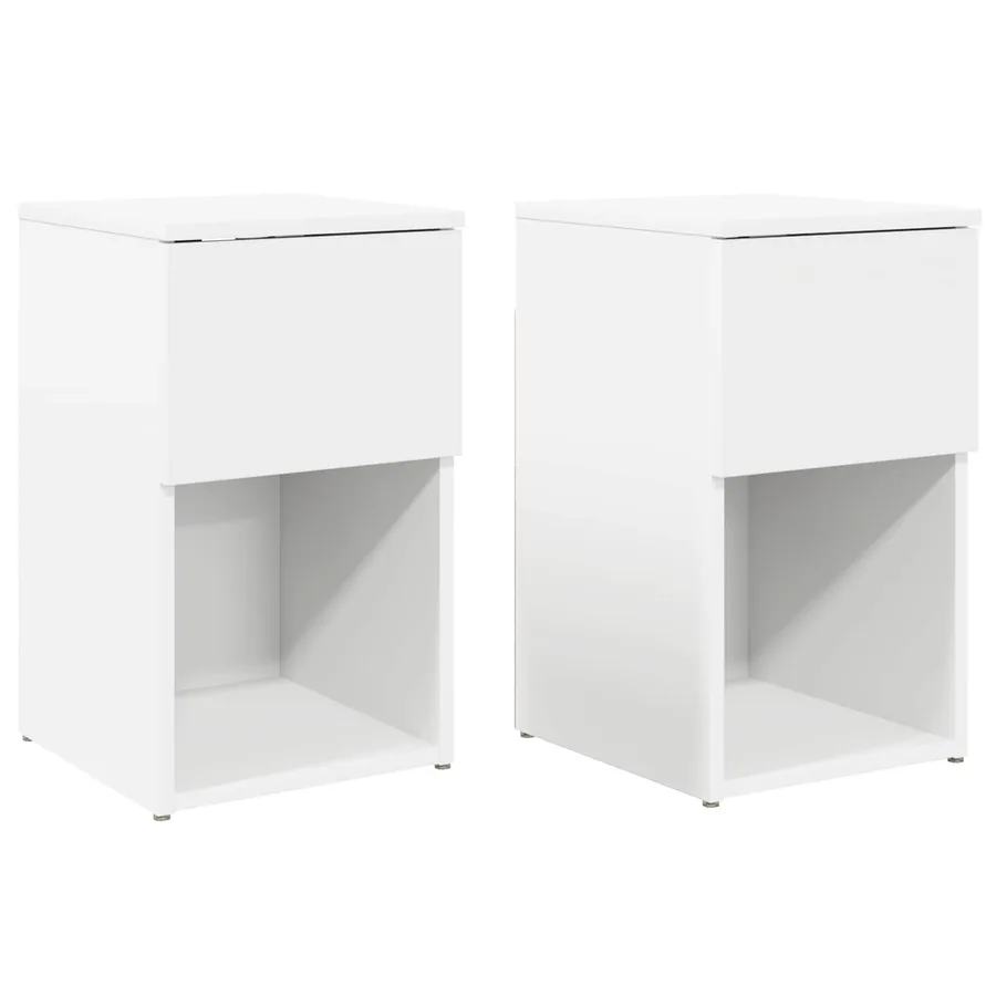 Armoire de lit 2 pcs Blanc 29 x 31,5 x 49 cm Bois d'ingénierie - 2