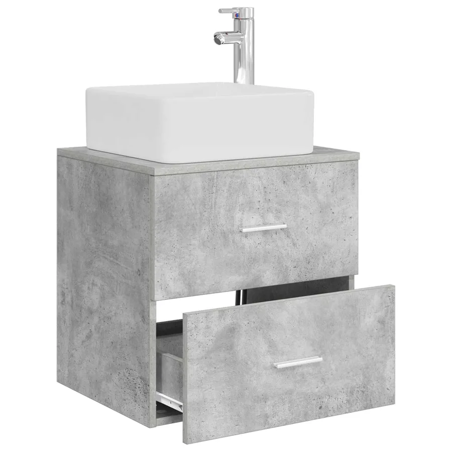 Vanité de lavabo mural Gris béton 53 x 34,5 x 63 cm - 3