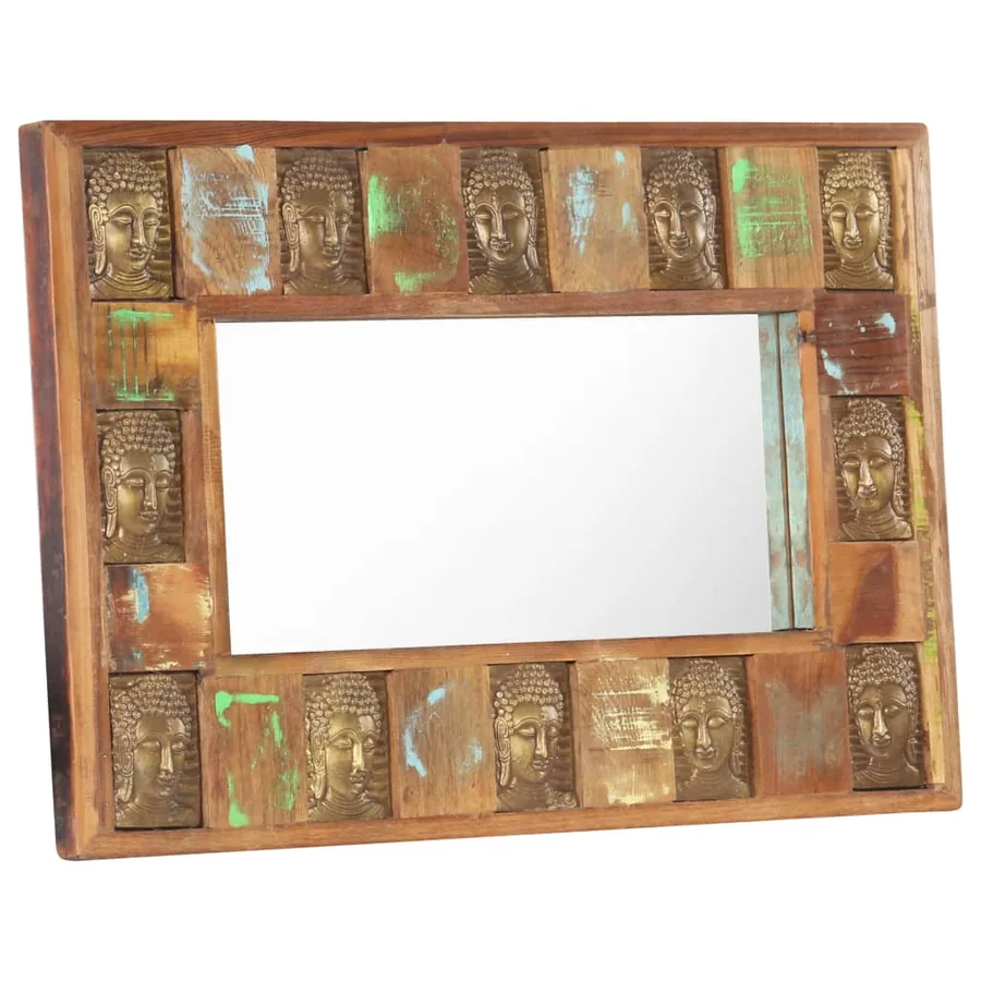 Miroir avec revêtement Bouddha 80x50 cm Bois de récupération
