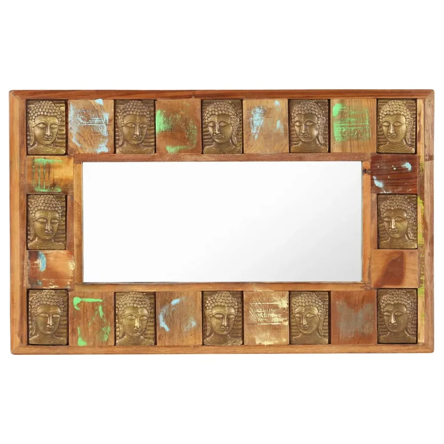 Miroir avec revêtement Bouddha 80x50 cm Bois de récupération - 2