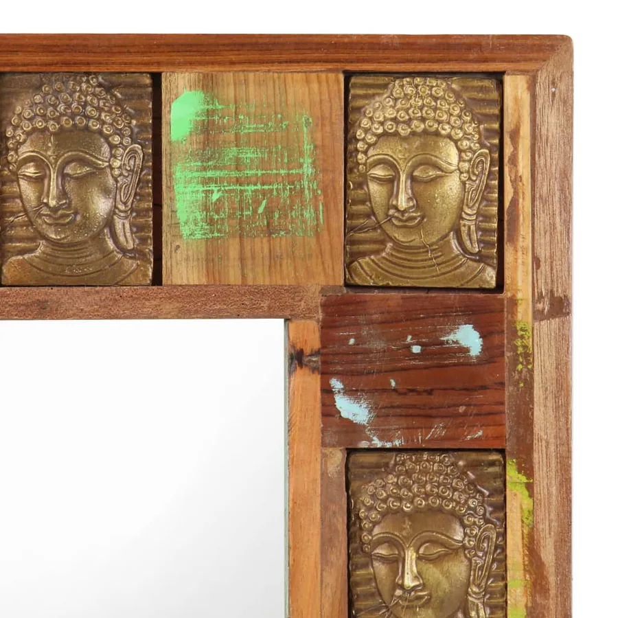 Miroir avec revêtement Bouddha 80x50 cm Bois de récupération - 4