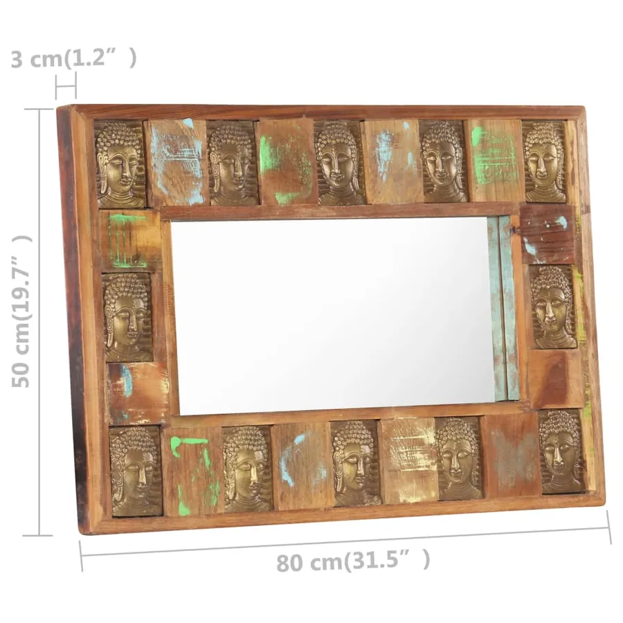 Miroir avec revêtement Bouddha 80x50 cm Bois de récupération - 5