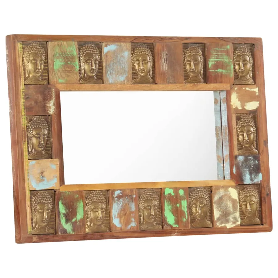 Miroir avec revêtement Bouddha 80x50 cm Bois de récupération - 6