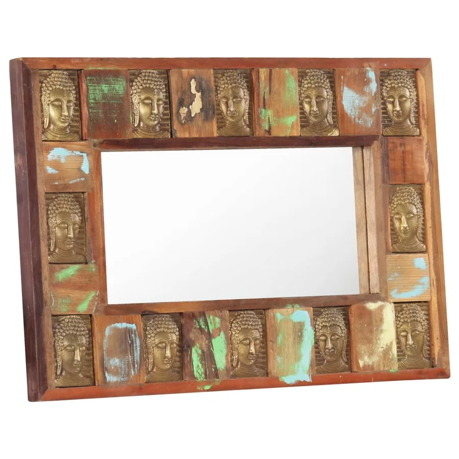 Miroir avec revêtement Bouddha 80x50 cm Bois de récupération - 7