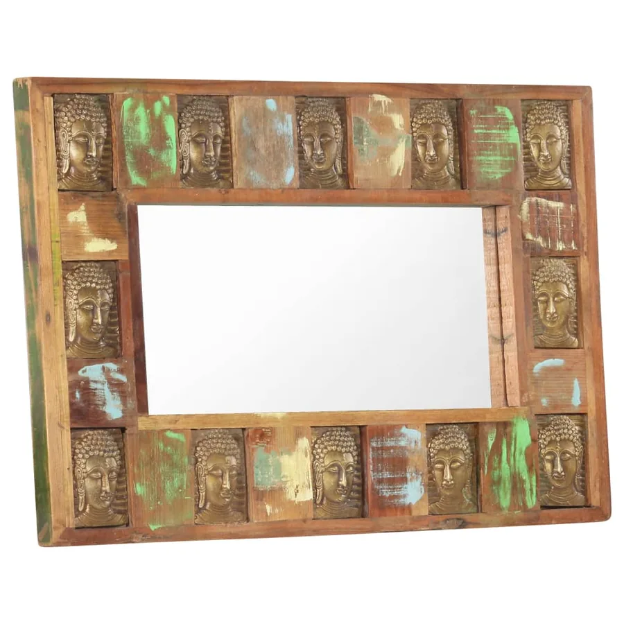 Miroir avec revêtement Bouddha 80x50 cm Bois de récupération - 8
