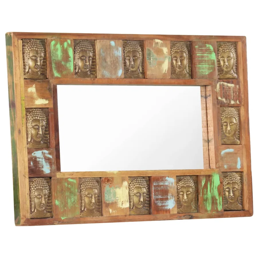 Miroir avec revêtement Bouddha 80x50 cm Bois de récupération - 9