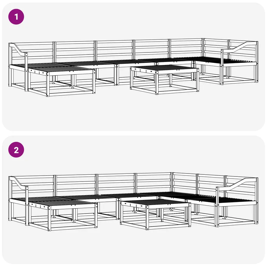 Ensemble de canapés d'extérieur 8 pcs Naturel - 10