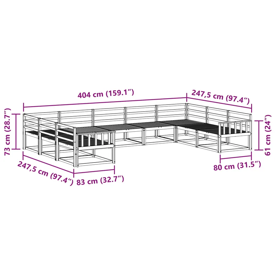 Ensemble de canapés d'extérieur 9 pcs Naturel - 8