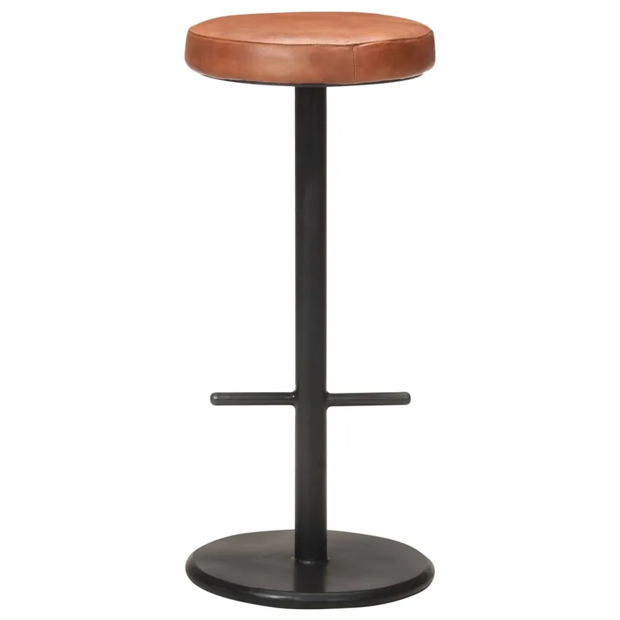 Tabourets de bar lot de 2 marron cuir véritable - 2