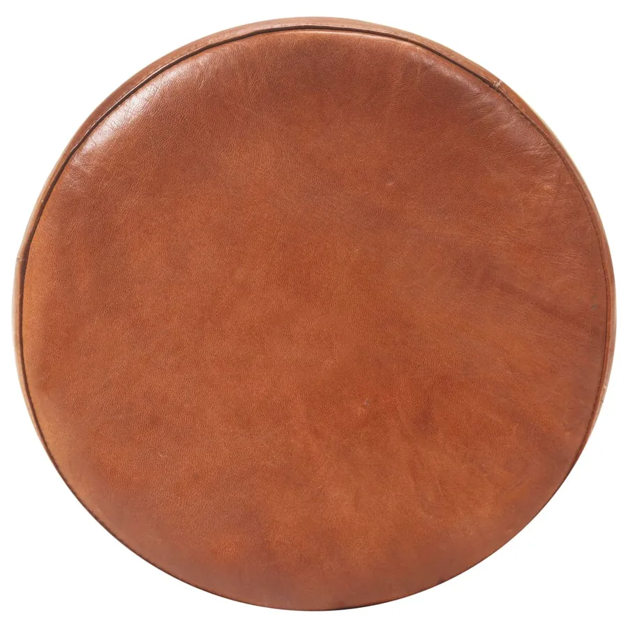 Tabourets de bar lot de 2 marron cuir véritable - 4