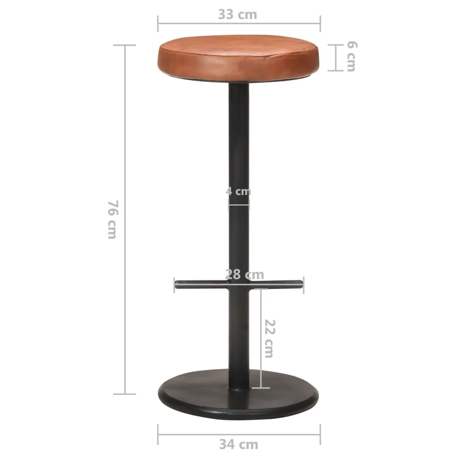 Tabourets de bar lot de 2 marron cuir véritable - 7