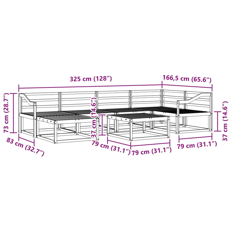 Ensemble de canapés d'extérieur 7 pcs Naturel - 11