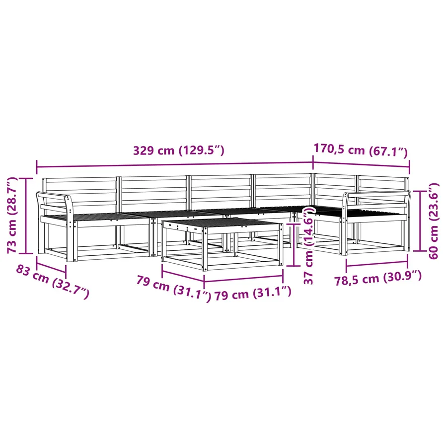 Ensemble de canapés d'extérieur 6 pcs Naturel - 10