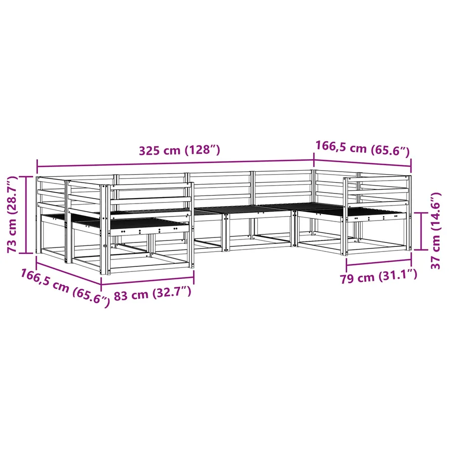 Ensemble de canapés d'extérieur 6 pcs Naturel - 7
