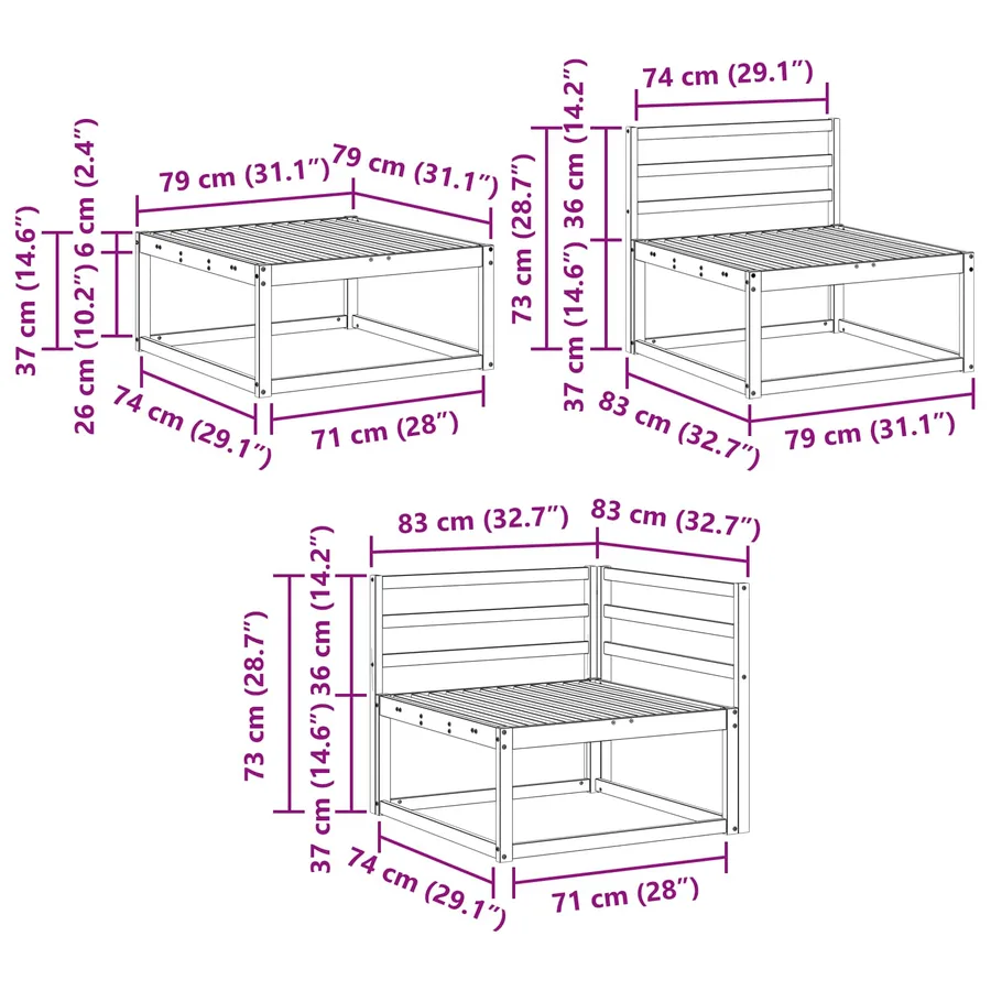 Ensemble de canapés d'extérieur 8 pcs Naturel - 10