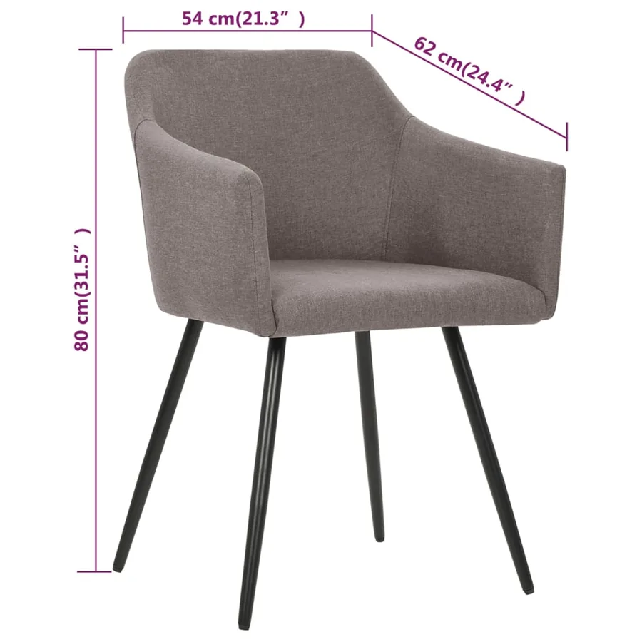 Chaises à manger lot de 2 taupe tissu - 7