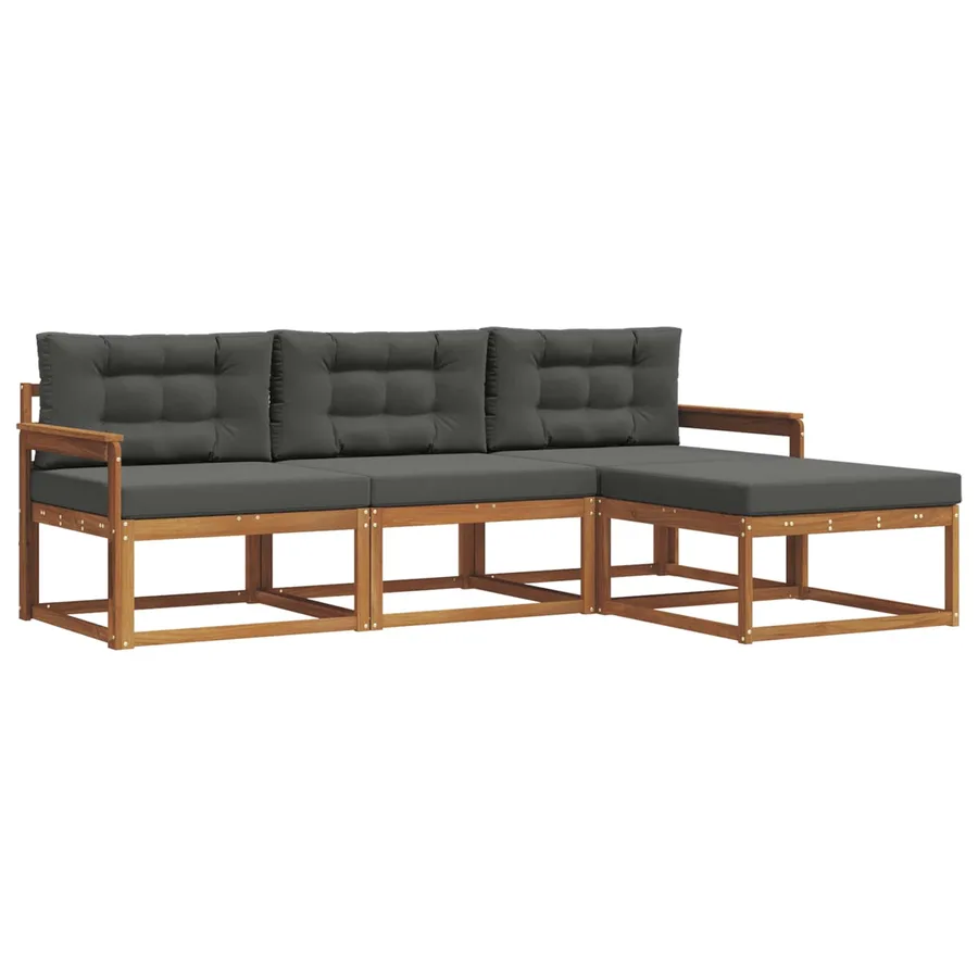 Ensemble de canapés d'extérieur 4 pcs Naturel et Anthracite - 2