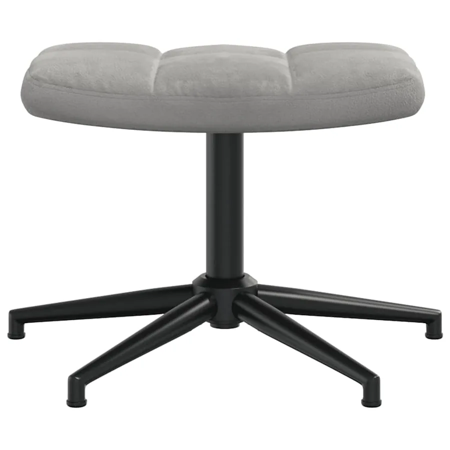 Chaise de relaxation avec tabouret Gris clair Velours - 7