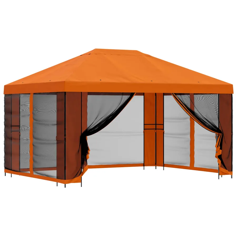 Abri de jardin avec parois 4 × 3 m Orange Polyester et Acier - 2