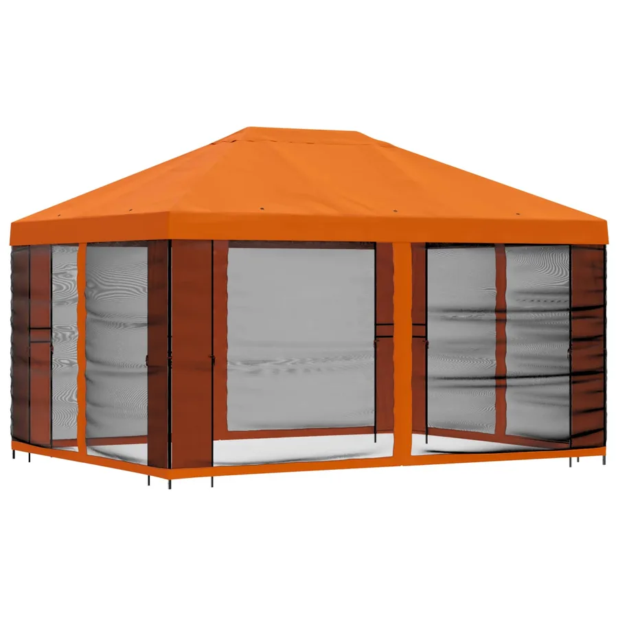 Abri de jardin avec parois 4 × 3 m Orange Polyester et Acier - 3