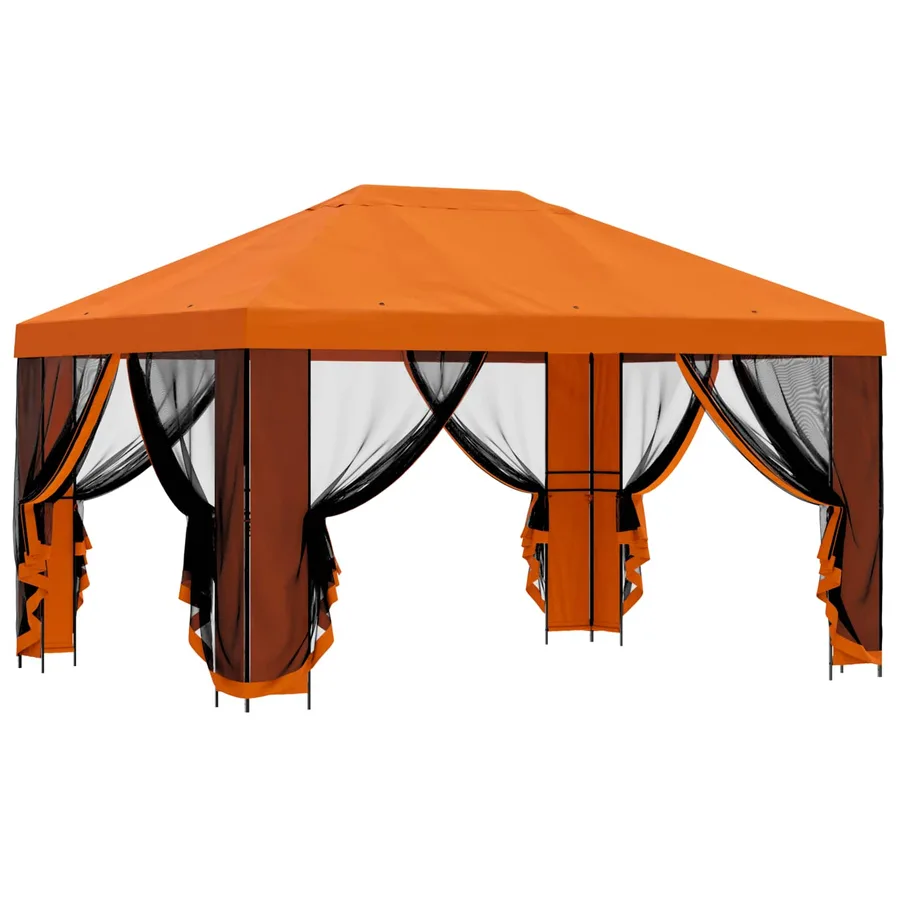 Abri de jardin avec parois 4 × 3 m Orange Polyester et Acier - 4