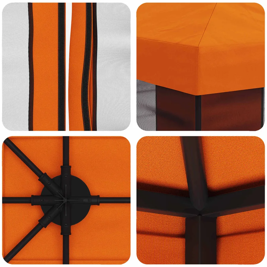 Abri de jardin avec parois 4 × 3 m Orange Polyester et Acier - 7