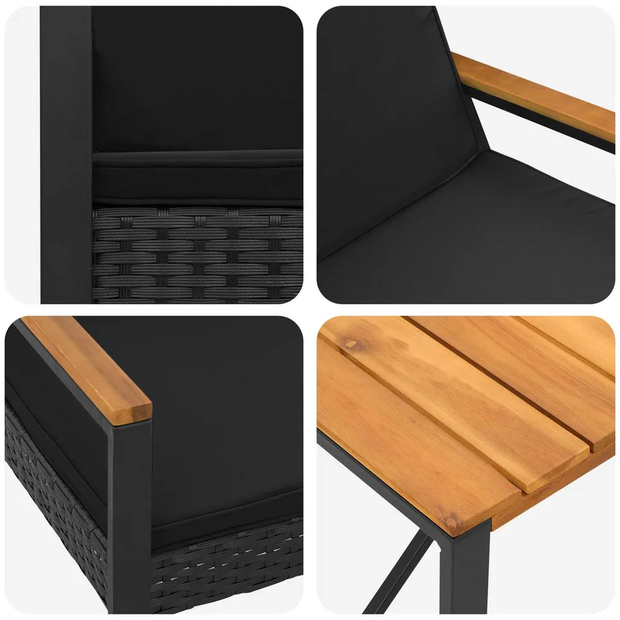 Ensemble de meubles d'extérieur 4 pcs Noir polyrotin - 10