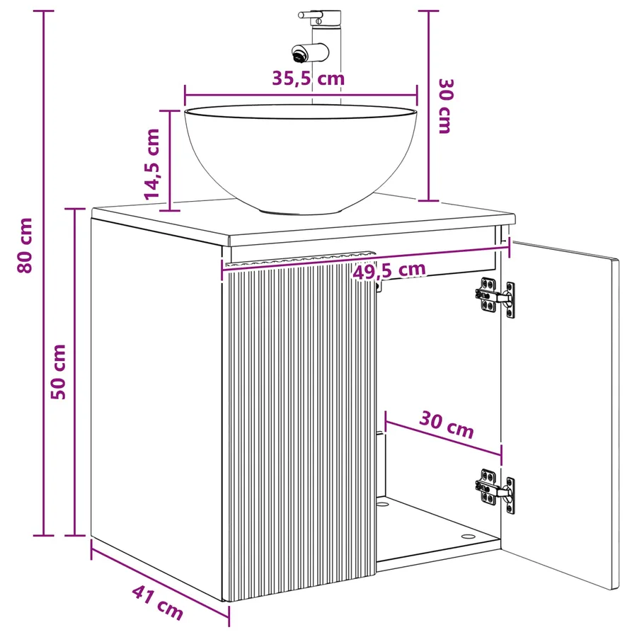 Vanité de lavabo mural Sonoma gris 49,5 x 41 x 64,5 cm - 9