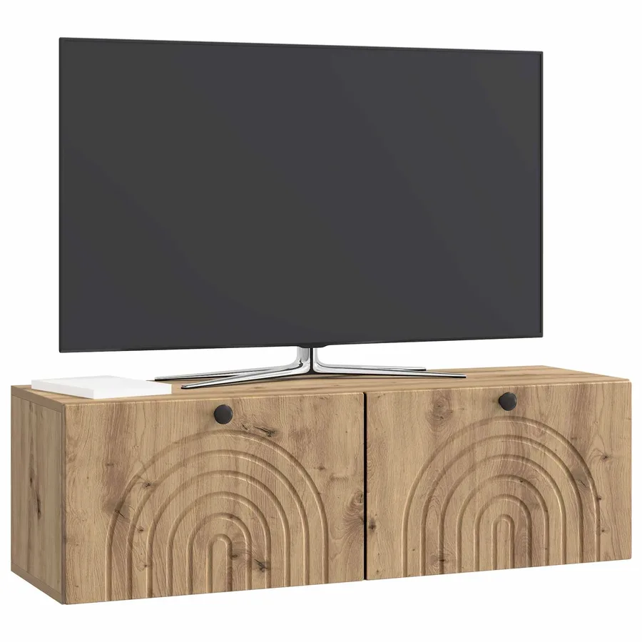 Meuble TV mural 98 x 31 x 30 cm Chêne artisanal - 3