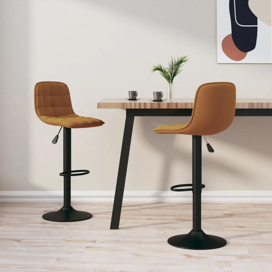 Tabourets de bar lot de 2 marron velours