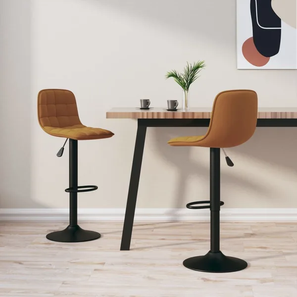 Tabourets de bar lot de 2 marron velours