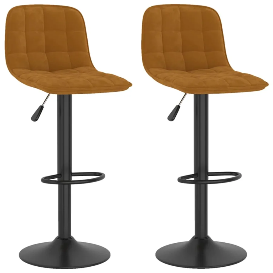 Tabourets de bar lot de 2 marron velours - 2