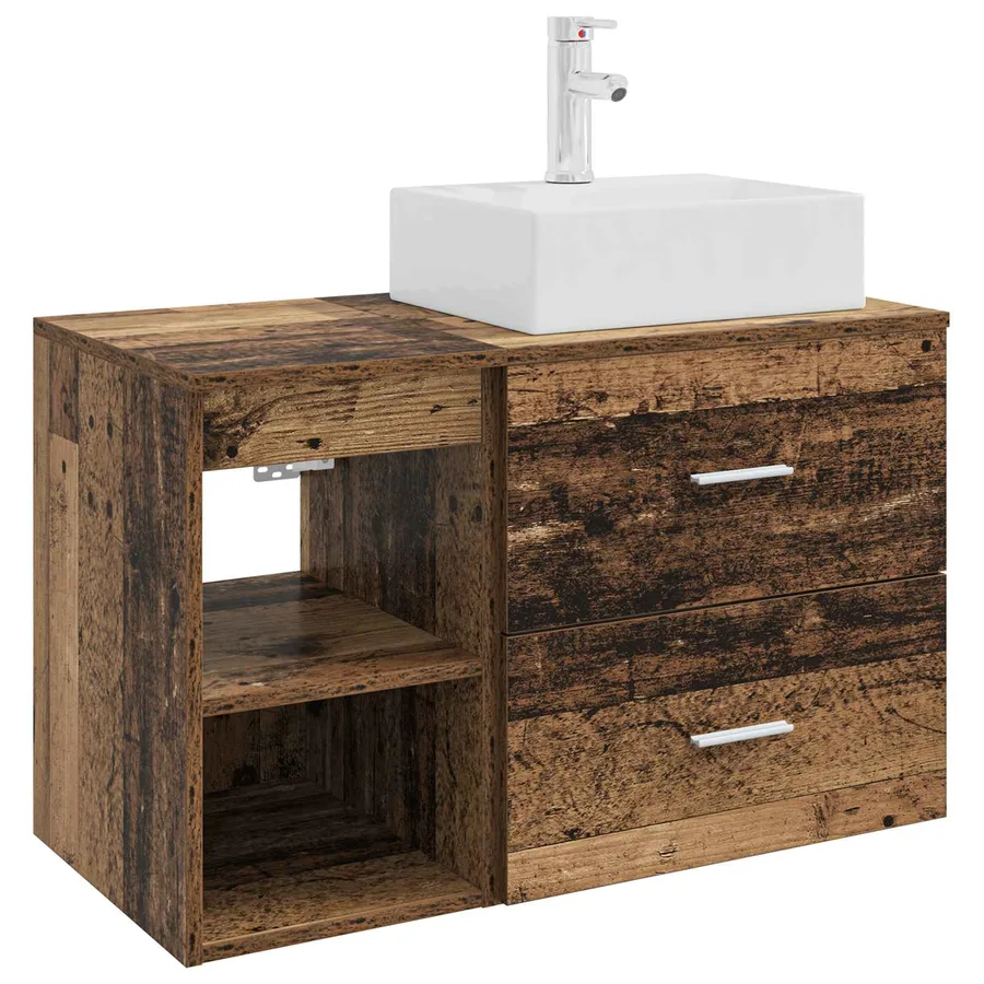 Ensemble de mobilier de salle de bain 2 pcs Bois ancien - 2