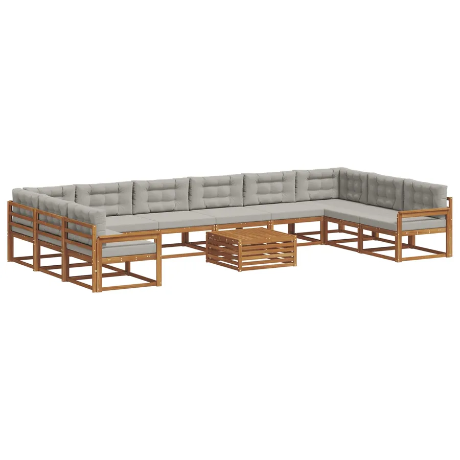 Ensemble de canapés d'extérieur 11 pcs Gris Naturel et Clair - 2