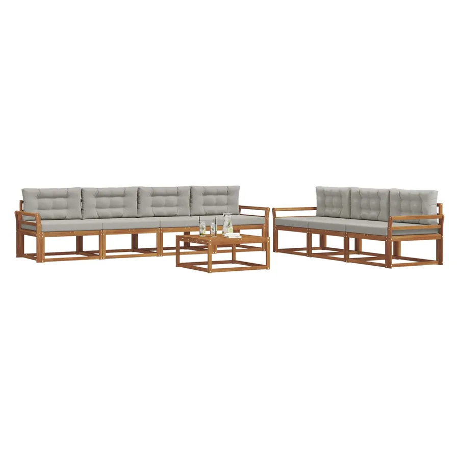 Ensemble de canapés d'extérieur 8 pcs Gris Naturel et Clair - 3