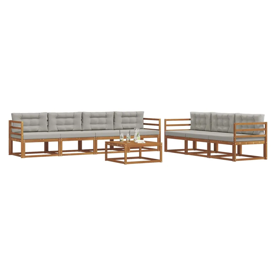 Ensemble de canapés d'extérieur 8 pcs Gris Naturel et Clair - 3
