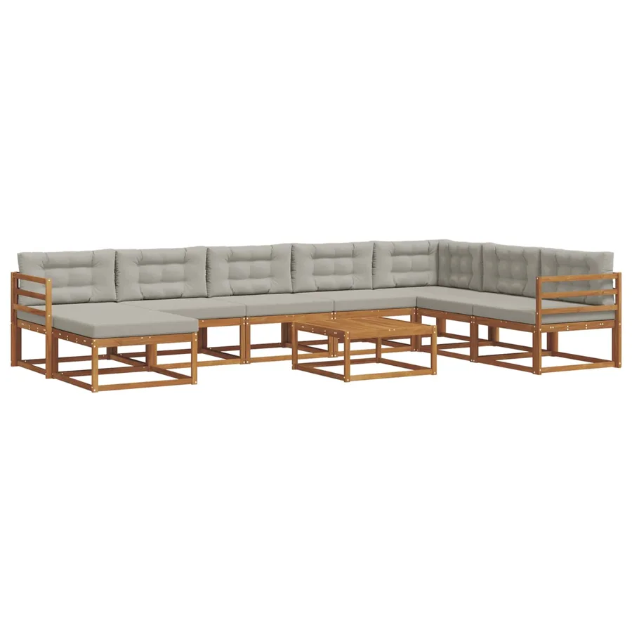 Ensemble de canapés d'extérieur 9 pcs Gris Naturel et Clair - 2