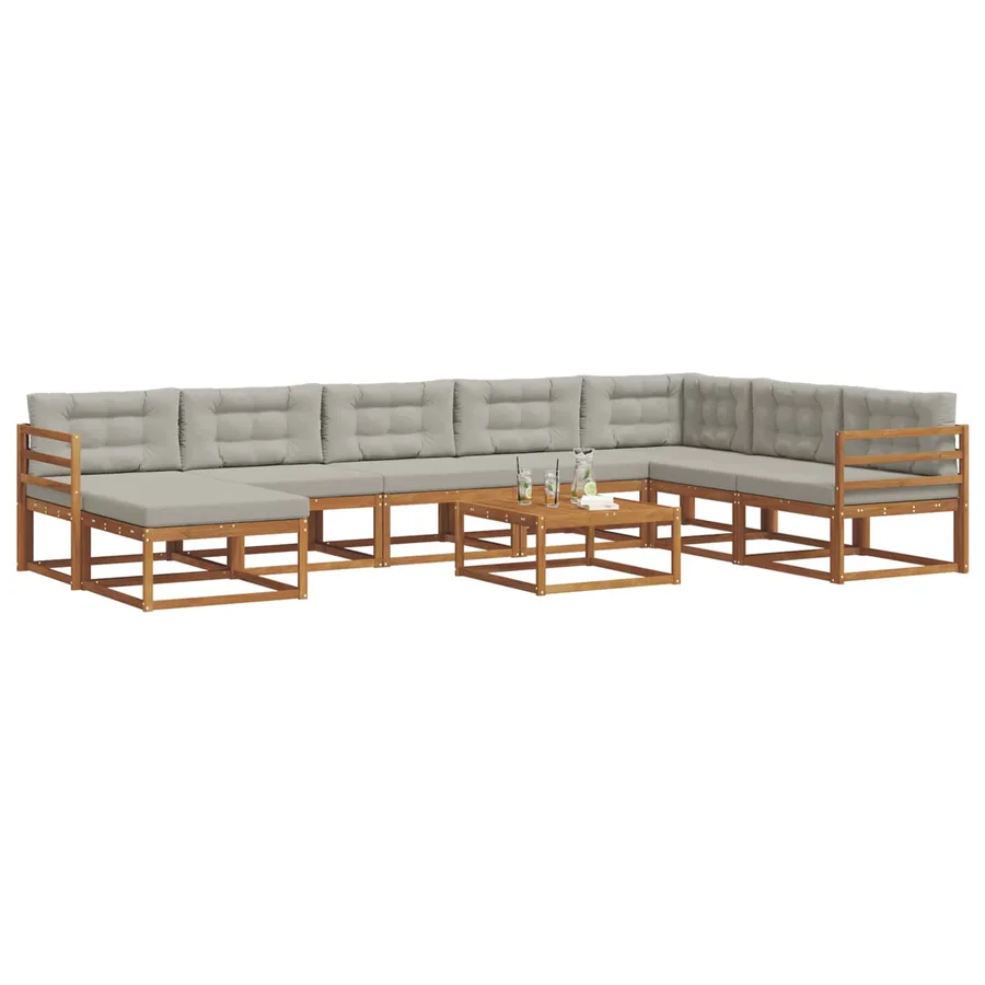 Ensemble de canapés d'extérieur 9 pcs Gris Naturel et Clair - 3