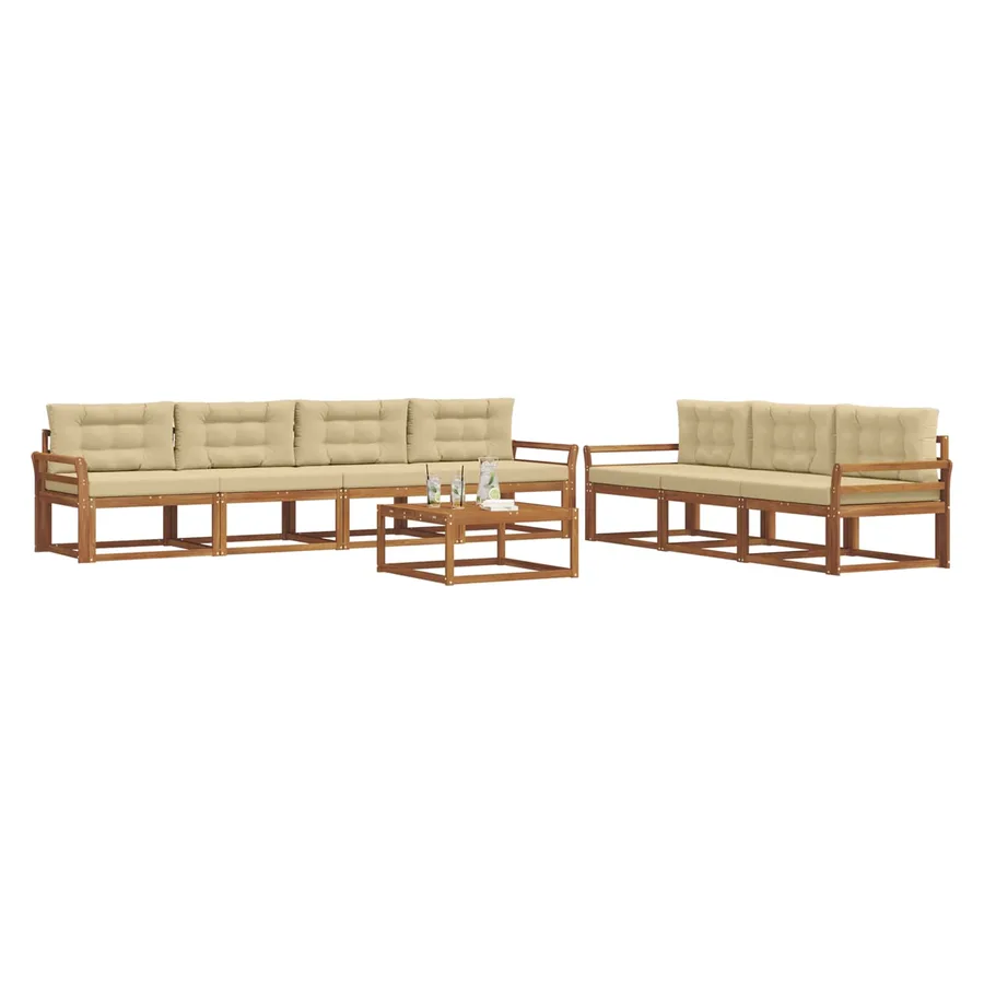 Ensemble de canapés d'extérieur 8 pcs Naturel et Beige - 3