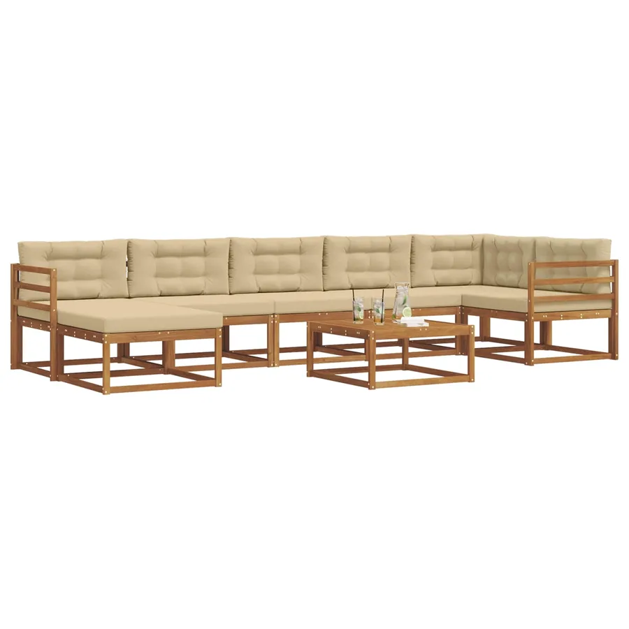 Ensemble de canapés d'extérieur 8 pcs Naturel et Beige - 3