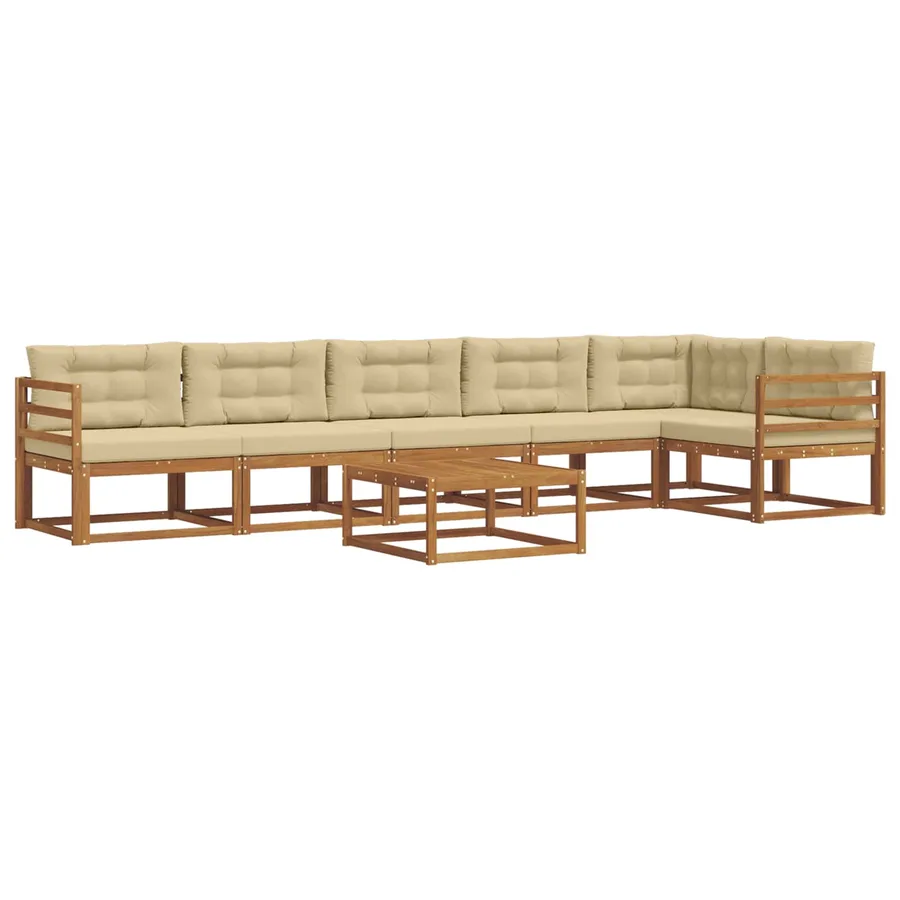 Ensemble de canapés d'extérieur 7 pcs Naturel et Beige - 2