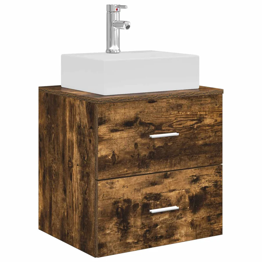 Vanité de lavabo mural Chêne fumé 49,5 x 41 x 62,5 cm - 2