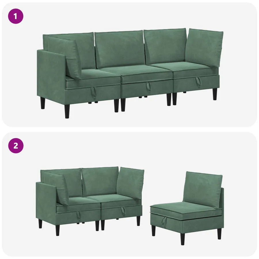 Ensemble de meubles pour le salon 3 pcs Vert Mer Velours - 8