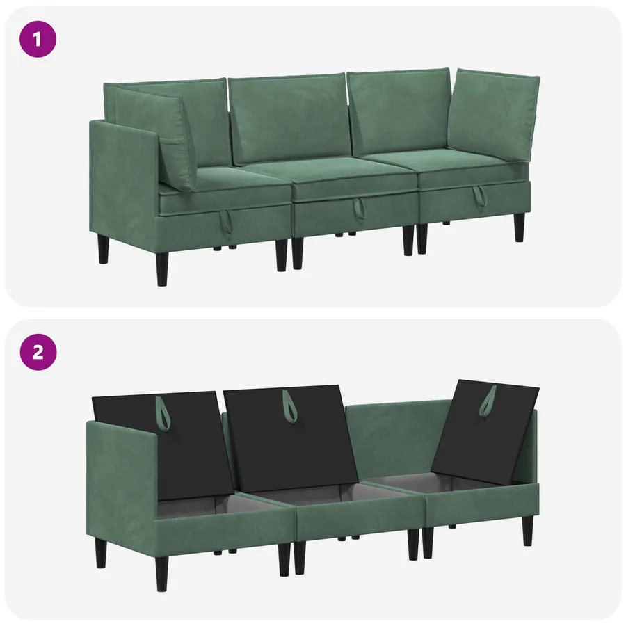Ensemble de meubles pour le salon 3 pcs Vert Mer Velours - 9
