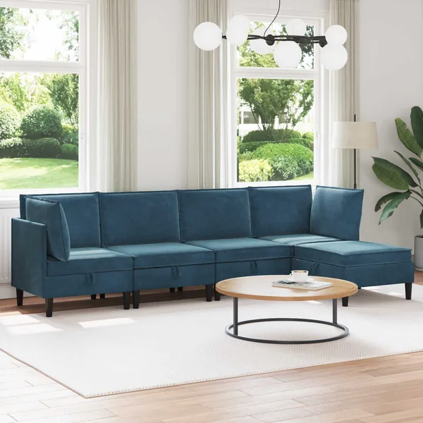 Ensemble de meubles pour le salon 5 pcs Bleu Velours
