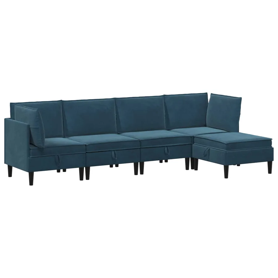 Ensemble de meubles pour le salon 5 pcs Bleu Velours - 2