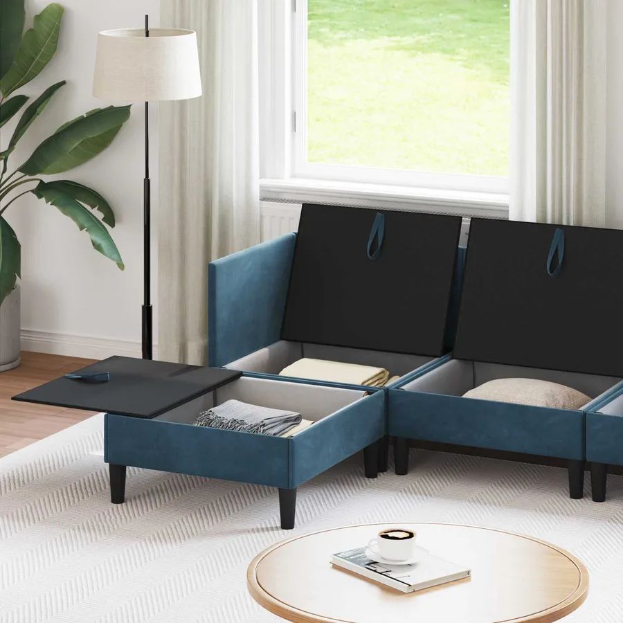 Ensemble de meubles pour le salon 5 pcs Bleu Velours - 3